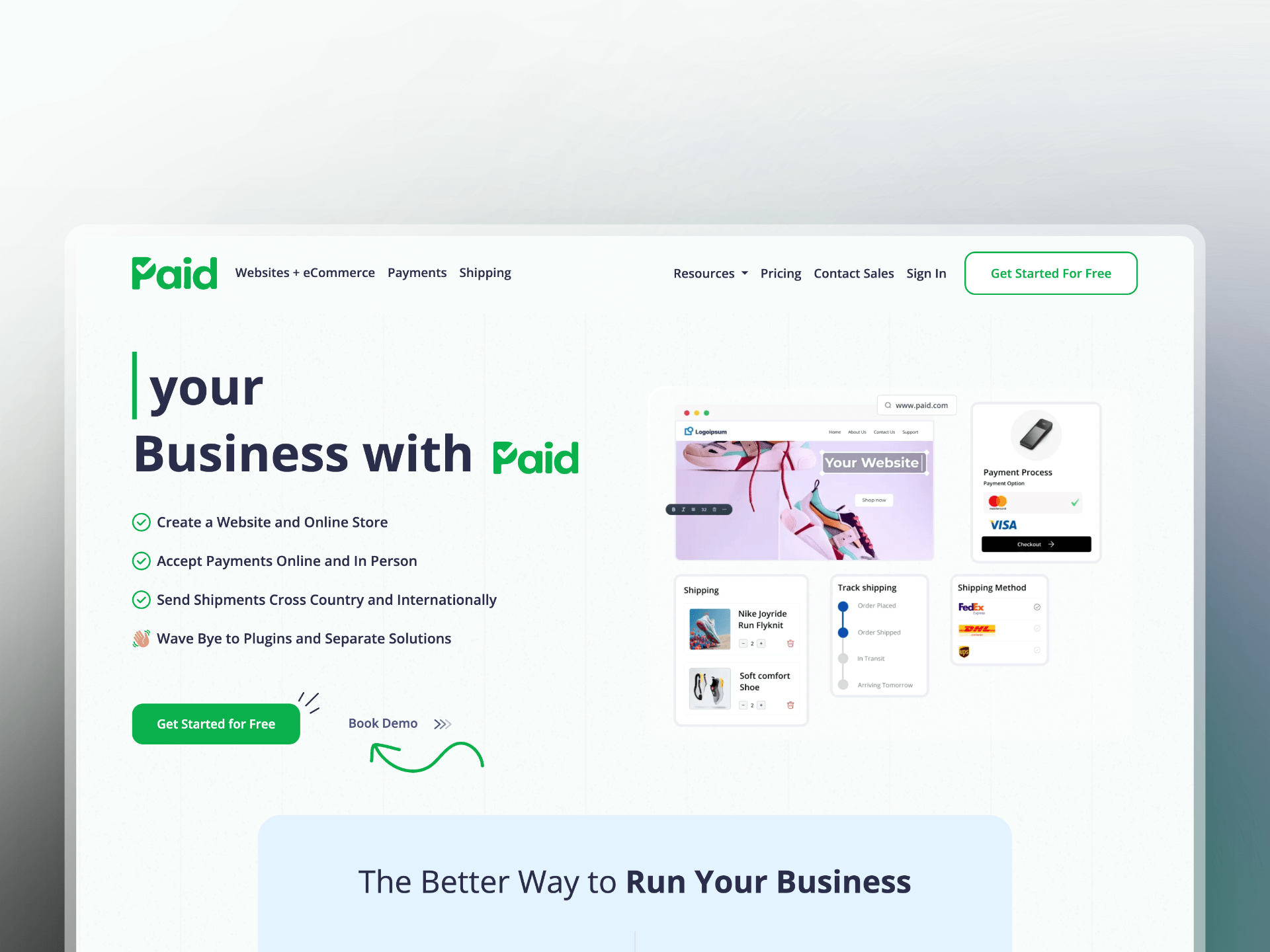 Landing page of paid.com